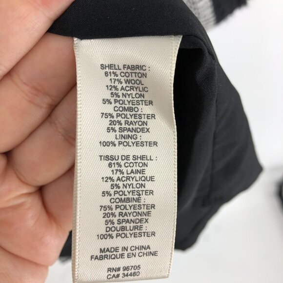 Rebecca Taylor Black White Tweed stripe leather cap sleeve Midi flare Dress 6 - Picture 8 of 13